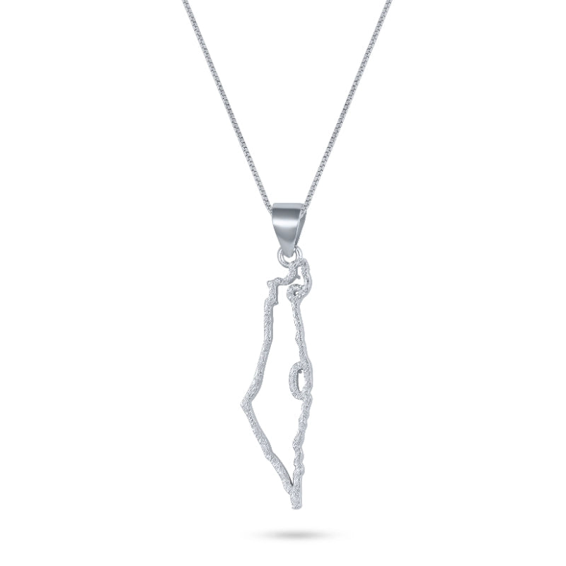 שרשרת כסף 925 תליון מפת ישראל קטן