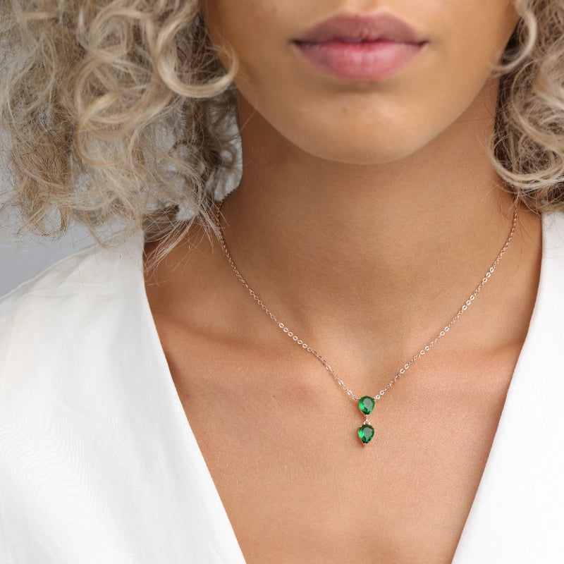 שרשרת כסף תליון שתי טיפות