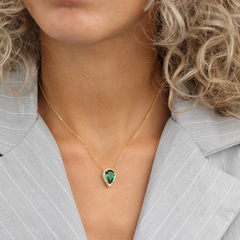 שרשרת כסף עפ תליון טיפה זהב