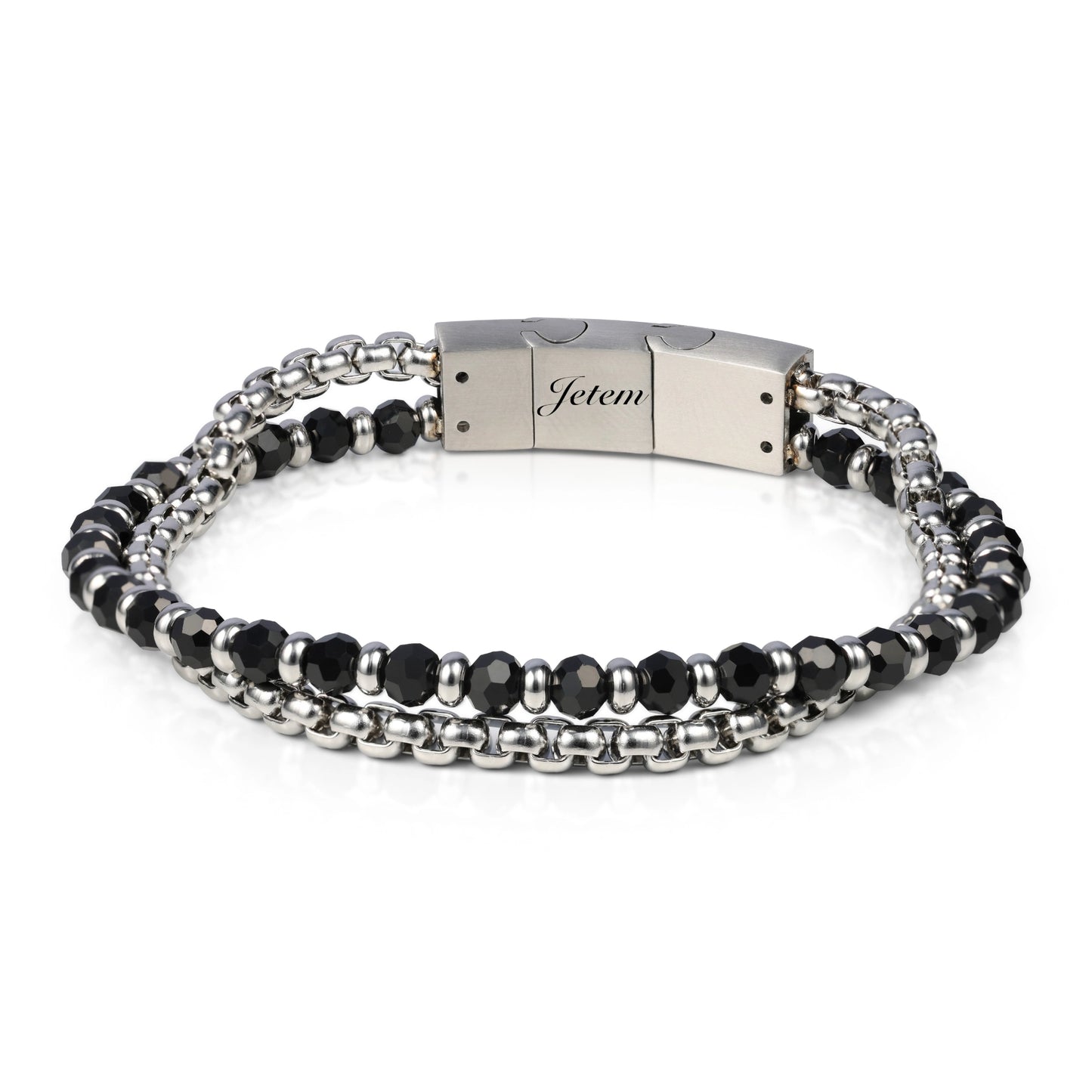 צמיד לגבר JBM1035 JETEM משולב אבני המטייט וכסף