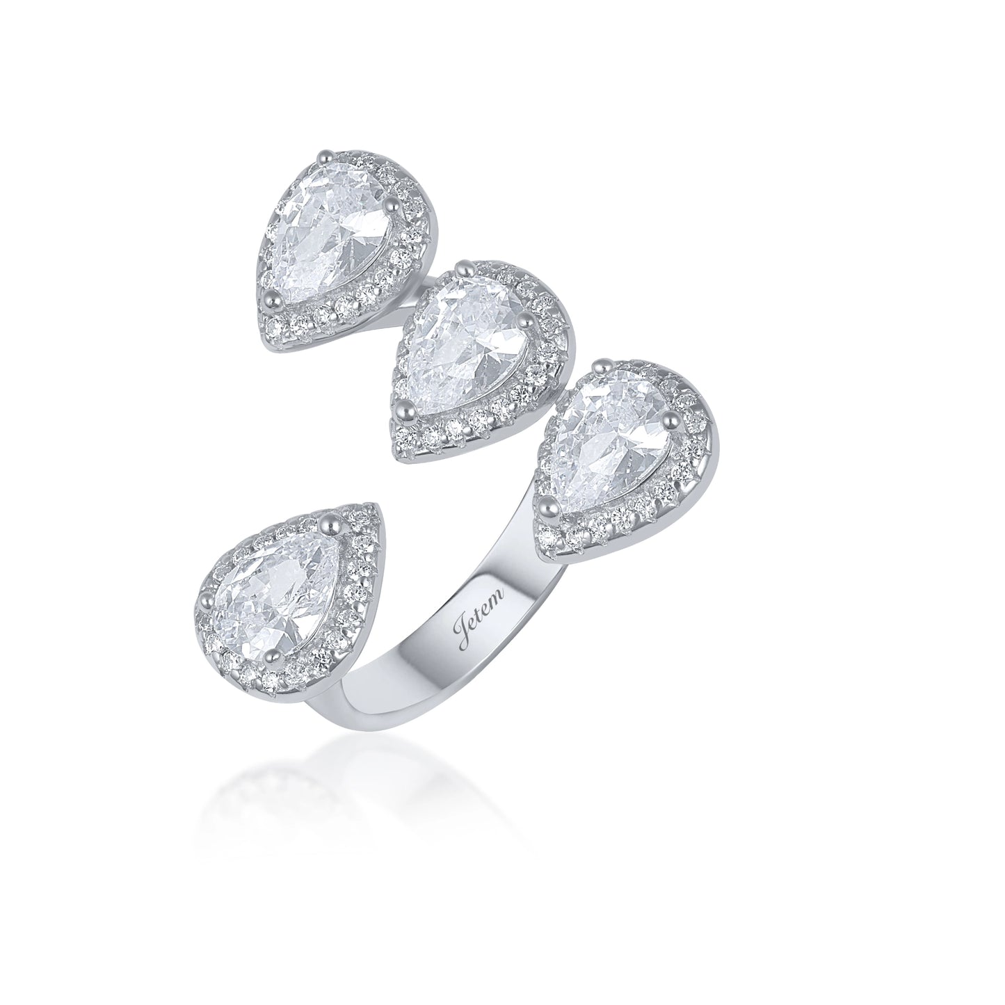 טבעת כסף יוקרתית עם אבני זרקון