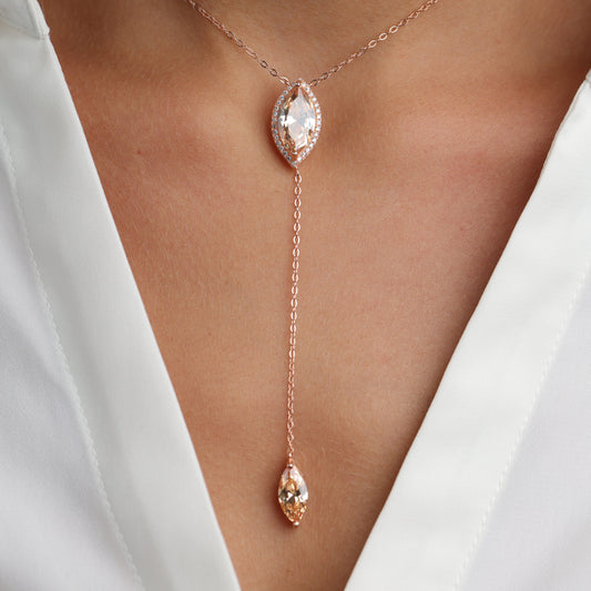 שרשרת כסף ציפוי רוז בצורת עניבה