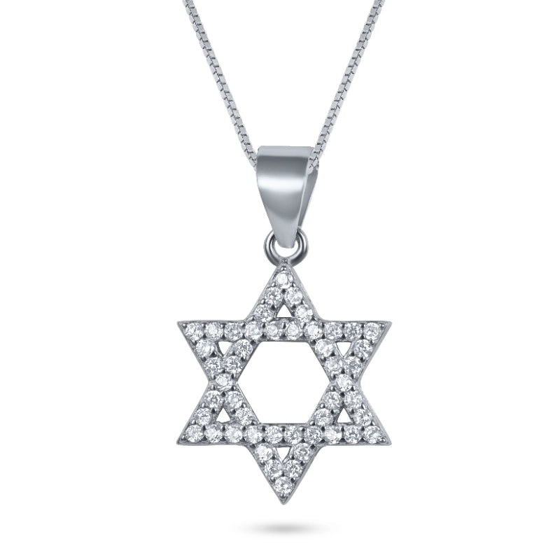 שרשרת כסף 925  תליון מגן דוד משובץ