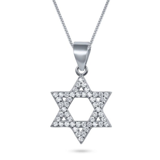 שרשרת כסף 925  תליון מגן דוד משובץ