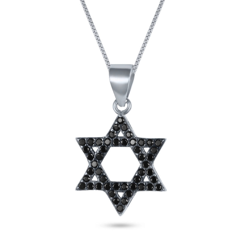 שרשרת כסף 925  תליון מגן דוד משובץ