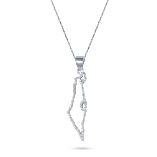 שרשרת כסף 925  תליון מפת ישראל קטן