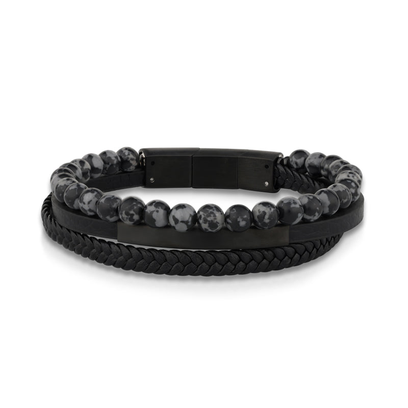 צמיד עור עם חרוזים עין הנמר  לגבר JBM1002 JETEM