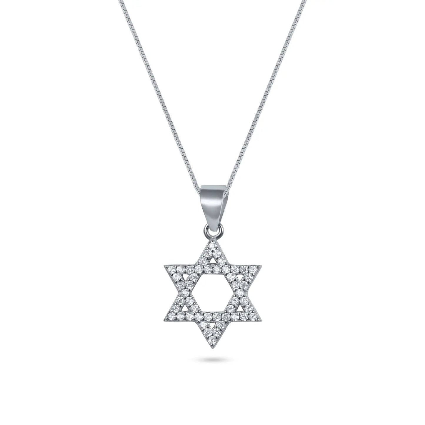 שרשרת כסף 925  תליון מגן דוד משובץ