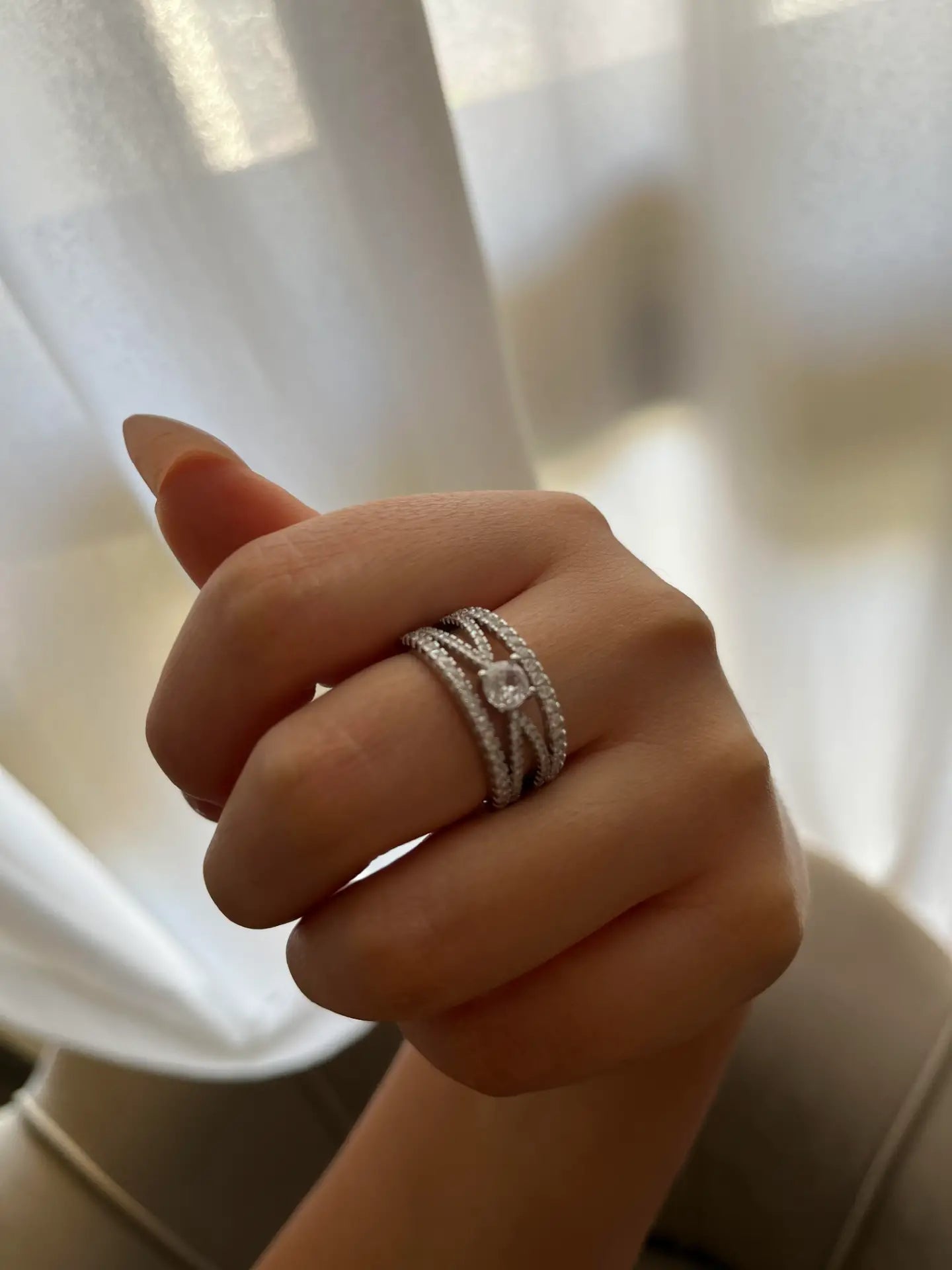 טבעת כסף  דגם סטארלייט