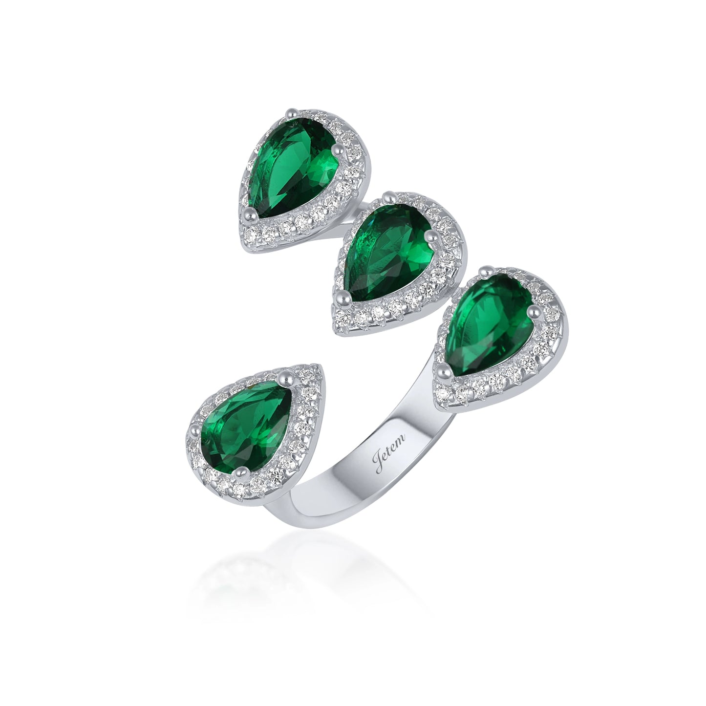 טבעת כסף יוקרתית עם אבני זרקון