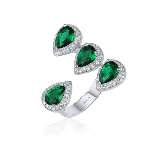 טבעת כסף יוקרתית עם אבני זרקון