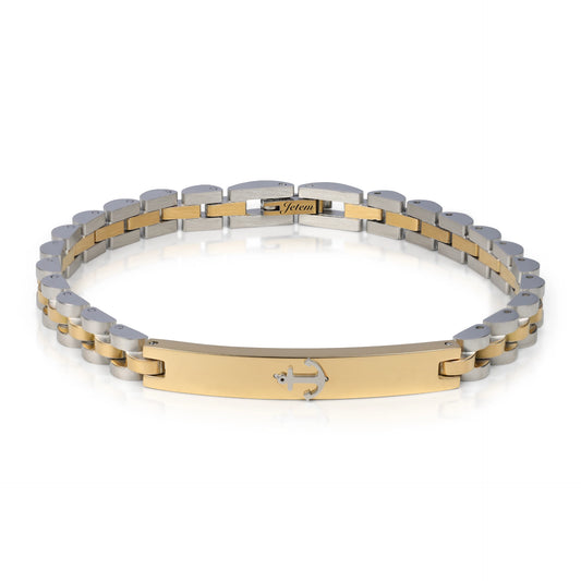 צמיד סטיל כסף - זהב מעוצב עוגן עדין לגבר  JETEM